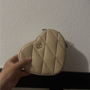 Coach Heart-Shaped Quilted Mini Bag - Cream